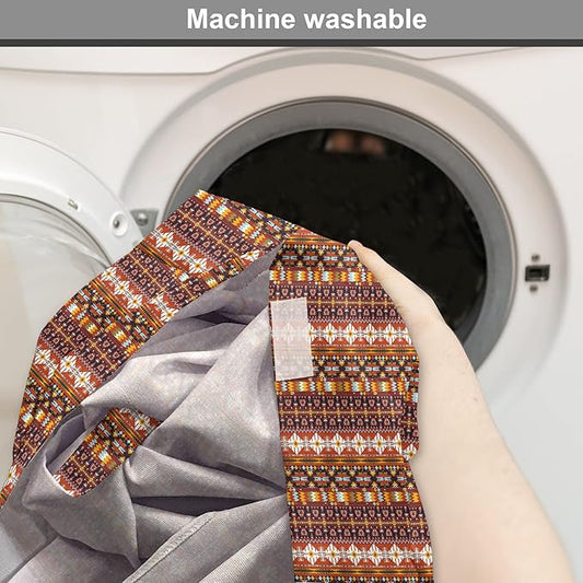 Lunarable Aztec Dog Crate Cover, Ornate Rich Motifs in Autumn Colors Geometric and Floral Design Old Tribal, Easy to Use Pet Kennel Cover for Small Dogs Puppies Kittens, 18 Inch, Orange Yellow Blue