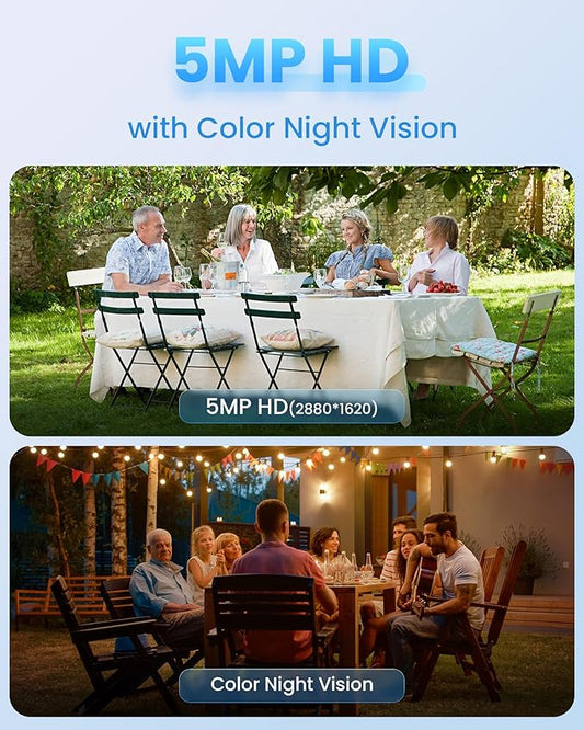 Loocam 5MP Wireless Security Camera System Wi-Fi 6, Color Night Vision, 355° Pan 95° Tilt, Light & Siren Alarm, Human Vehicle Detection, Two-Way Audio for Indoor Outdoor,8CH NVR 128GB Local Storage