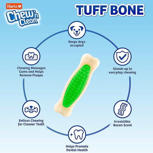 Hartz Chew 'n Clean Tuff Bone Tough Dog Chew Toy, Large 3 Pack