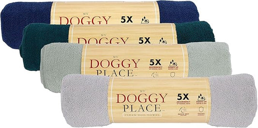 My Doggy Place - Super Absorbent Microfiber Towel - Dog Bathing Supplies - Microfiber Drying Towel - Washer Safe - Light Grey - 45 x 28 in - 1 Piece