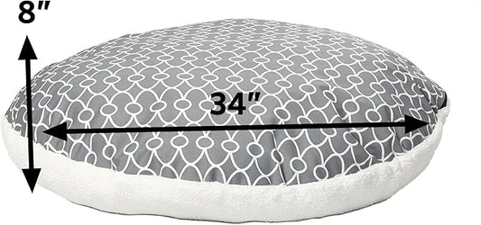 Midwest Homes for Pets Over-Stuffed Dog Bed feat Teflon with Gray/Fleece Pattern, Medium
