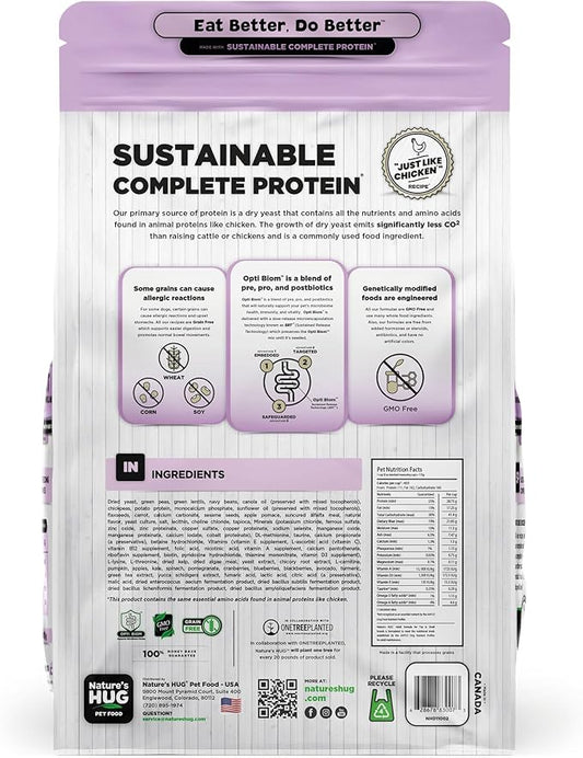 Nature's HUG Dry Dog Food, for Adult-Toy & Small Breeds, 5 lb. Bag, Chicken Flavor Plant-Based Protein Vegetarian Kibble, Grain-Free, Allergen-Free, Complete Protein & Balanced Nutrition