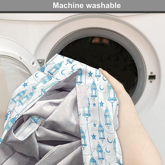 Lunarable Oriental Dog Crate Cover, Eastern Theme Celebration Pale Toned Composition Folkloric Look Print, Easy to Use Pet Kennel Cover for Cats & Medium Dogs, 24 Inch, Pale Green White Blue