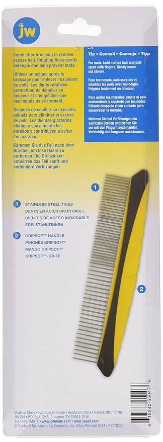 JW Pet Company 8-Inch Gripsoft Rotating Comfort Comb, Fine and Coarse (Pack of 2)