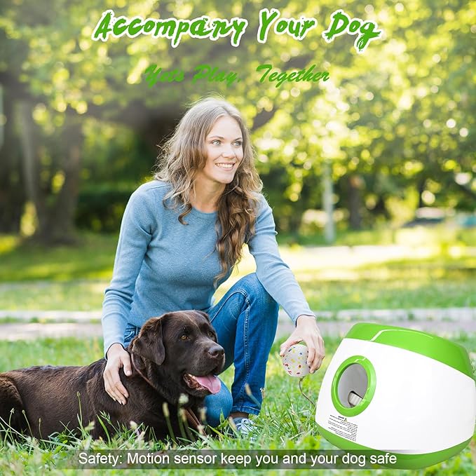 SOCO Automatic Ball Launcher for Dogs Large- 3 Distance Settings (40/60/80FT) w/Remote Control | 2.5" ETPU Tennis Balls | Indoor/Outdoor Dog Toy | 6 Balls & Quick Charge Included