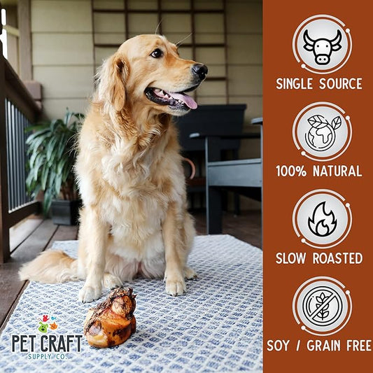 Pet Craft Supply ALL Natural Healthy Buffalo Femur Center Knuckle Bones Dog Chews Treats for Aggressive Chewers Long Lasting Rawhide Free Premium Grade Slow Roasted for Medium Large Dogs