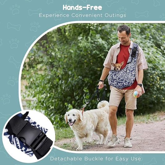 Avont Dog Sling for Small Dog Cats Under 15lbs, Hands-Free Crossbody Pet Carrier with Adjustable Padded Strap Extra Pocket, Safe Soft Pouch Bag for Puppies' Walks Outings -Boho