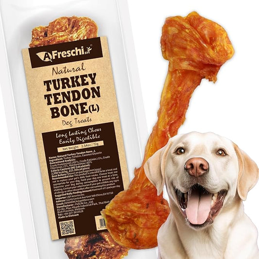 Afreschi Natural Turkey Tendon Bone (L) 1 Unit per Pack, Dog Treats for Signature Series, All Natural Human Grade Puppy Chew, Turkey Sourced from USA, Hypoallergenic, Rawhide Alternative