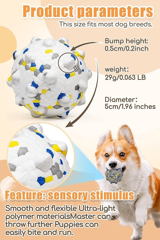 Dog Balls for Aggressive Chewers,Indestructible Tennis Balls for Dogs, Durable Bouncy Dog Toy Balls, Interactive Dog Toys for Fetch Game, Lightweight Floating Balls (White Small)