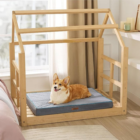 Lesure Dog Bed Cover - Large Dog Bed Washable Removable Cover, Replacement Cover for Orthopedic Pet Mad Beds, 36x27x3.5 Inches Grey