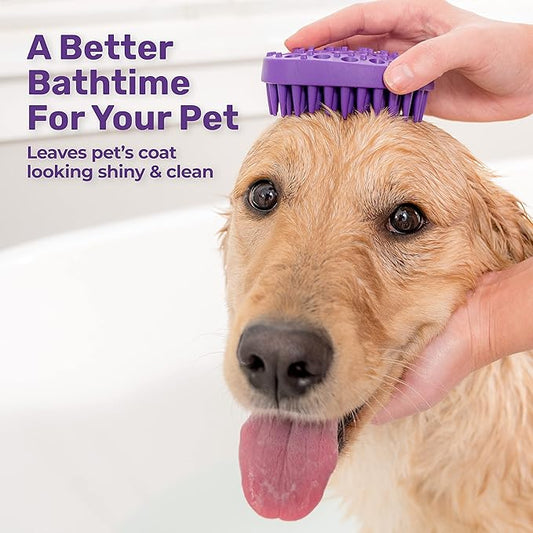 Pet Bath & Massage Brush - Grooming Comb for Shampooing & Massaging Dogs, Cats, Small Animals w/Short or Long Hair - Long Tapered Bristles, Gently Removes Loose, Shed Fur, Bath Brush Cats (No Handle)