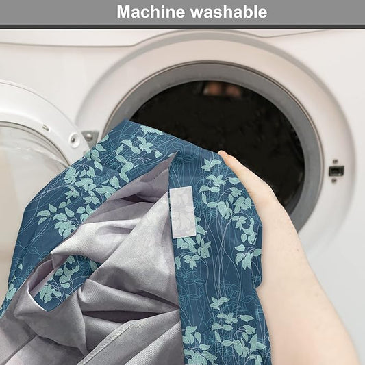 Lunarable Blue Floral Dog Crate Cover, Abstract Leaves and Outlines Rural Field Garden Foliage Art, Easy to Use Pet Kennel Cover for Small Dogs Puppies Kittens, 22 Inch, Green Night