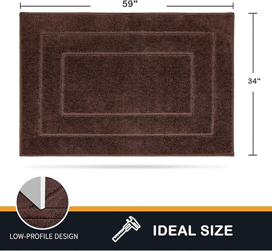PURRUGS Dirt Trapper Door Mat 34" x 59.5", Non-Slip/Skid Machine Washable Entryway Area Rug, Dog Door Mat, Super Absorbent Welcome Mat for Muddy Wet Shoes and Paws, Brown