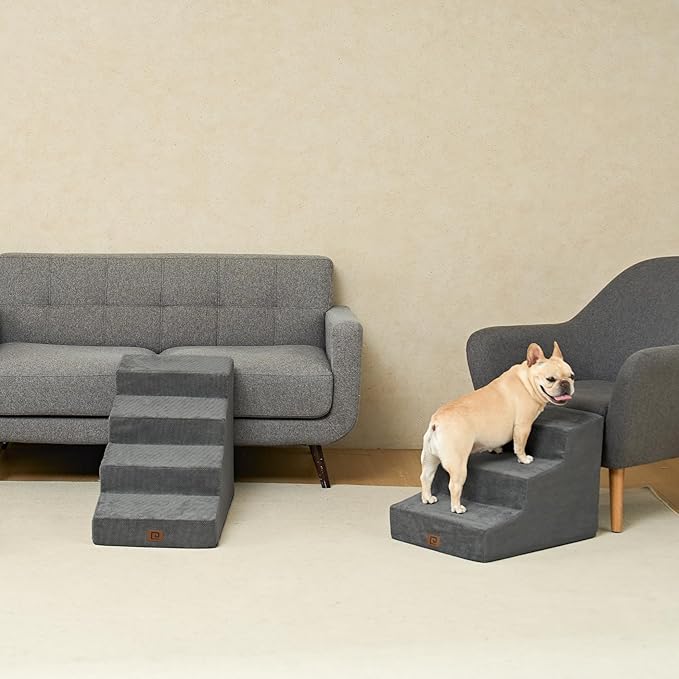 EHEYCIGA Dog Stairs for Small Dog 15.7”H, 3-Step Slope Dog Stairs for Couch and Sofa, Pet Steps with Non-Slip Bottom, Low Ramp and Larger Step Area