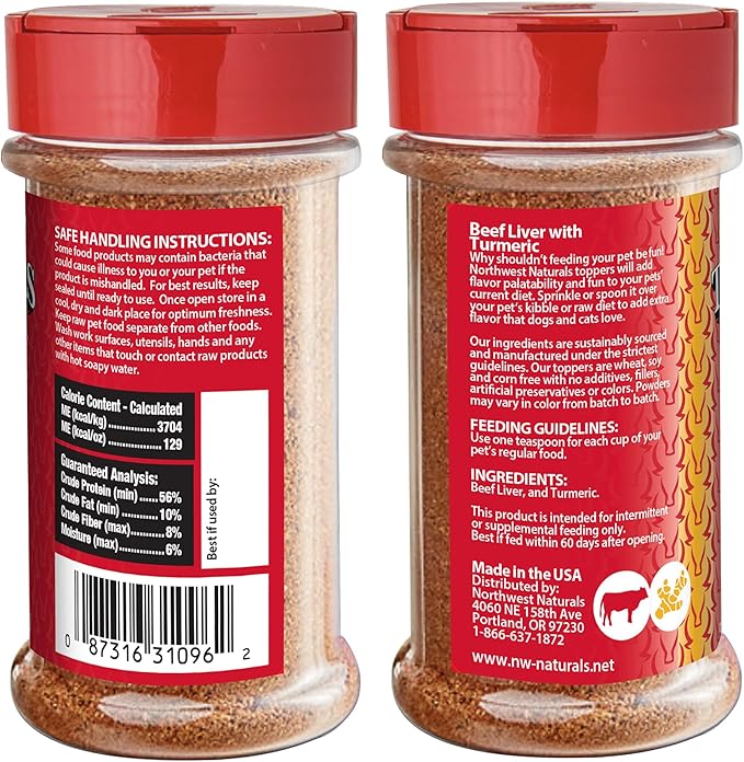 Northwest Naturals Freeze-Dried Beef Liver with Turmeric - Functional Topper for Dogs and Cats - Healthy, Limited-Ingredients, Human Grade Pet Food, All Natural - 4.5 Oz (Pack of 1)