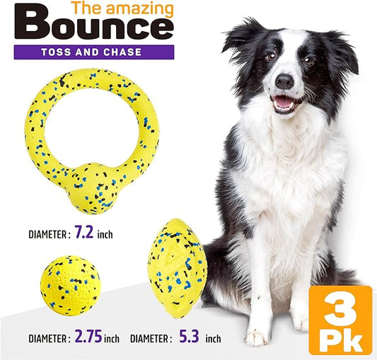 Dog Balls, 3Pcs Chew Toys Tennis Ball for Aggressive, Chewers Durable Teething Molar Tug Dog Toys, Interactive Fetch Balls Gift Set for Large Dog Medium Dog and Puppies, Durable Tug Toy, Yellow