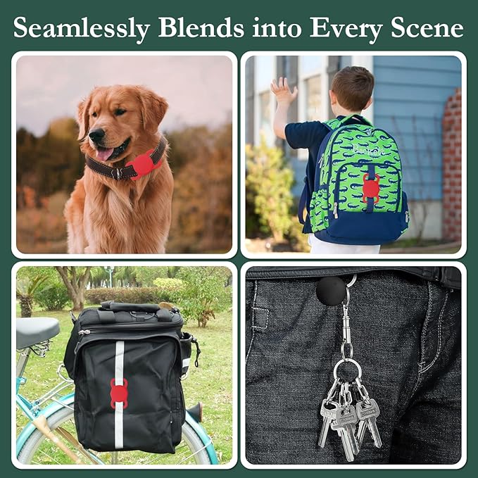 Pet Tracker for Dogs and Cats, Smart Location Tracker, MFi Certificated Tracking Device, Waterproof Bluetooth, No Monthly Fee, Works with Find My, Not GPS Tracker (iOS Only) (Red)