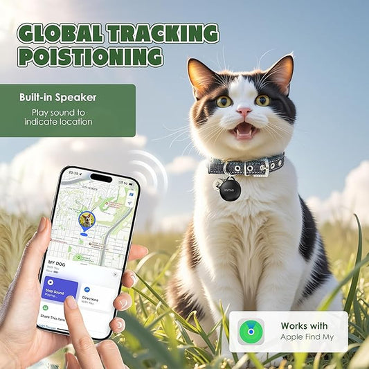 Cat Collar with Tracker GPS- Unlimited Range/Tracking Device/Lost Mode for Cats Adjustable Size Smart Collar Set - Works with Apple Find My (iOS only)