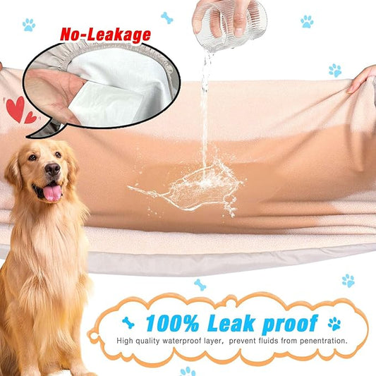Dog Bed Covers Replacement Washable 100% Waterproof Dog Bed Cover 2 Pack Soft Noiseless Dog Bed Sheets for Dog Bed/pet Bed, 44" x 35" Beige