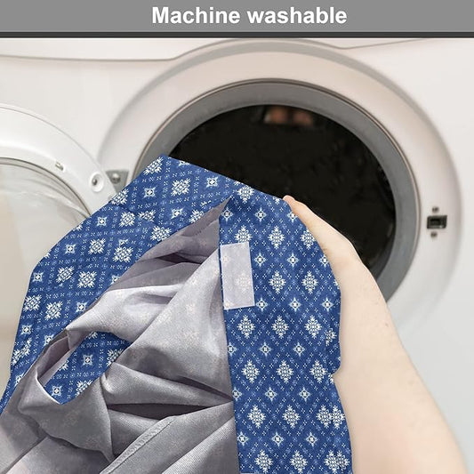 Lunarable Damask Blue Dog Crate Cover, Azulejo Talavera Inspired Continuous Pattern of Motif, Easy to Use Pet Kennel Cover for Medium Large Dogs, 48 Inch, Dark Sky Blue Pale Blue