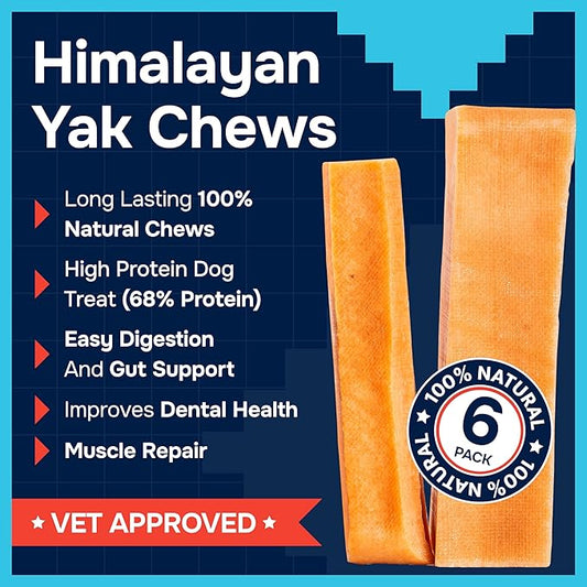100% Natural Yak Cheese Himalayan Made Dog Chews All Breeds - Lactose Free Yak Chews for Small Medium & Large Dogs - Dental Cleaning Dog Chews for Aggressive Chewers - Long Lasting Odor & Gluten Free
