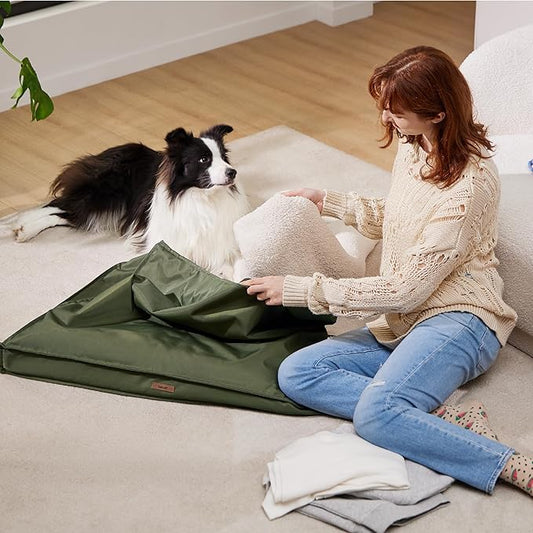 Lesure Water-Resistant Dog Bed Cover - Large Dog Bed Removable Cover, Replacement Washable, Dog Bed Covers for Pet Mat Bed, 36x27x3 Inches