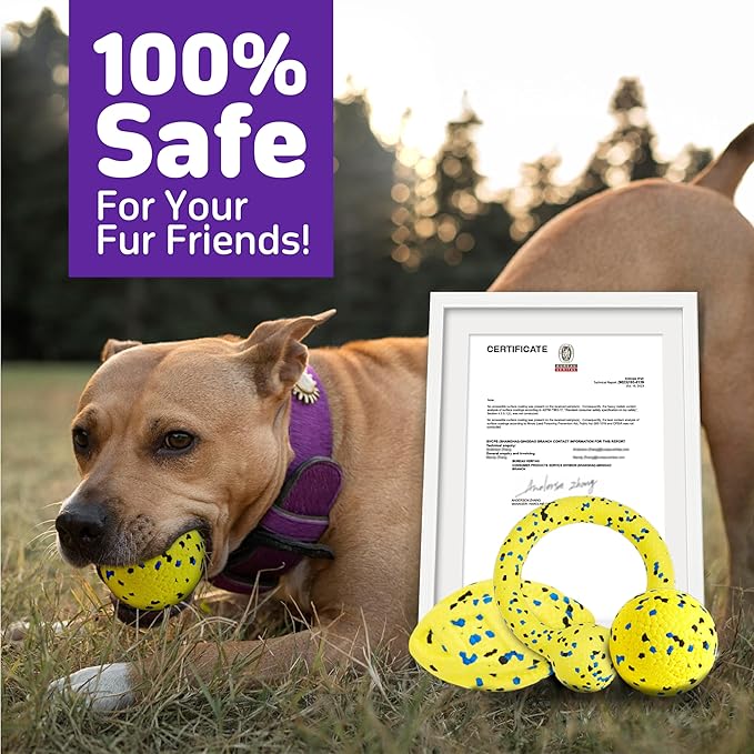 Dog Balls, 3Pcs Chew Toys Tennis Ball for Aggressive, Chewers Durable Teething Molar Tug Dog Toys, Interactive Fetch Balls Gift Set for Large Dog Medium Dog and Puppies, Durable Tug Toy, Yellow