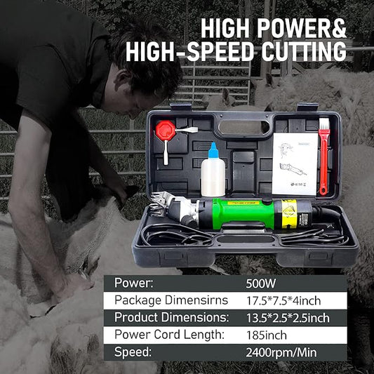 Sheep Shears, 550W Professional Electric Sheep Shears for Dog with Thick Hair, Sheep Clippers Equine Goat Pony Cattle and Large Thick Coat Animals, 6 Speeds Heavy-Duty Farm Haircut Trimmer