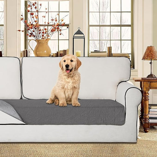 Easy-Going Waterproof Dog Bed Cover Reversible Leak Proof Pet Blanket Replacement Mat for Furniture Washable Couch Cover Sofa Cover for Dogs Cat(30x53 Inch, Gray/Light Gray)