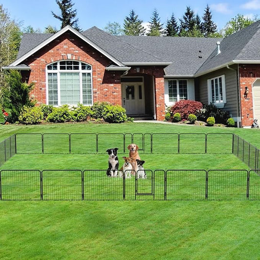 FDW Dog Playpen Dog Pen Dog Kennel 32 Panels 24 Inch Height Indoor Outdoor Folding Metal Portable Puppy Exercise Pen Heavy Duty Dog Fence for Yard Camping,Black
