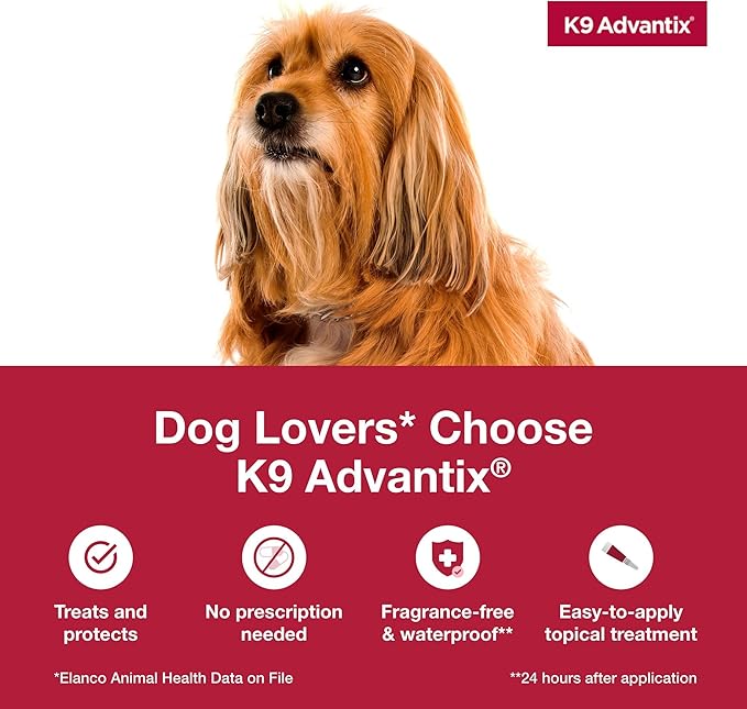 K9 Advantix Flea, Tick & Mosquito Prevention for Dogs 11-20 lbs. | Flea Drops for Medium Dogs | Apply Monthly | 2 Treatments