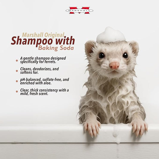 Marshall Pet Products Ferret Shampoo - Original Formula with Baking Soda, 8 oz - Gentle Cleaning, Odor Control, and Long-Lasting Freshness for Ferret Coats