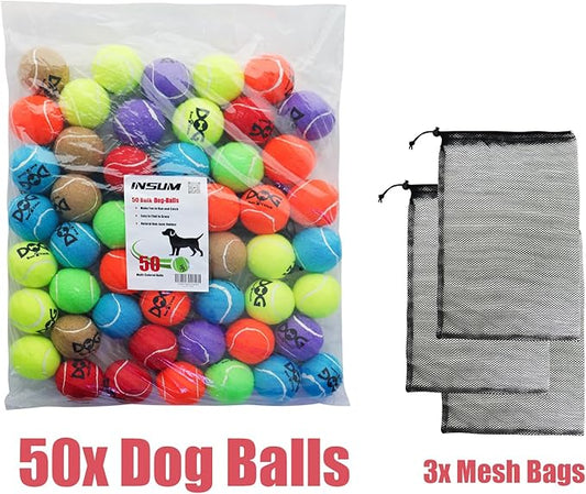 Tennis Ball for Dog Pack of 50 Colorful Easy Catching Pet Dog Ball (2.5inch-4colors)