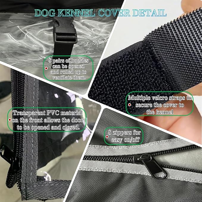 NGB Outdoor Dog Kennel Cover,4.2'Dx4.2'Wx4.5'H 600d Heavy Duty Waterproof Dog Cages Cover for Multiple Brands of Dog Kennels,Full Coverage Windproof Anti-UV,Cover Only,Black.(No Kennel)