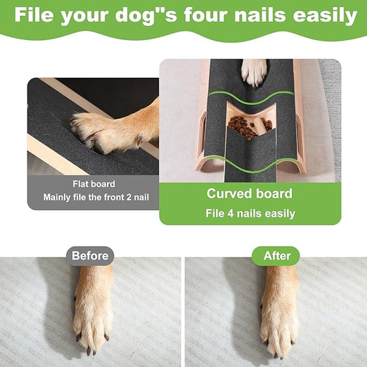 M-Shaped Dog Scratch Pad for Nails with Treat Box, Dog Nail Scratch Board for Large Dogs, Dog Nail File Toy and Shorten Dog’s Side Nail Easier (with Treat Box, L)