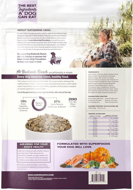 Superfood Complete, Air-Dried Adult Dog Food - High Protein, Zero Fillers, Superfood Nutrition by Katherine Heigl (64 oz., Lamb & Venison)