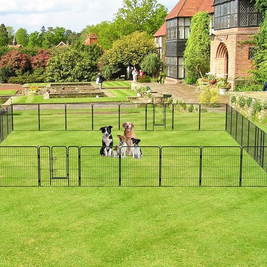 FDW Dog Playpen Dog Pen Dog Kennel 32 Panels 32 Inch Height Indoor Outdoor Folding Metal Portable Puppy Exercise Pen Heavy Duty Dog Fence for Yard Camping,Black