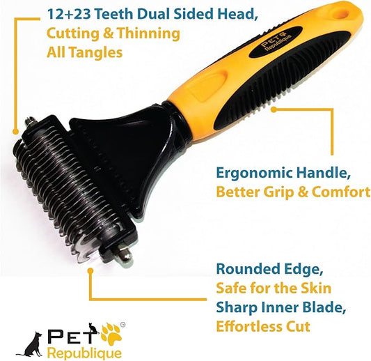 Pet Republique Matt Splitters Tool – Effective Mat Remover and De-matting Comb for Long-Haired Dogs, Cats, Rabbits – Regular 12+23 Teeth Design