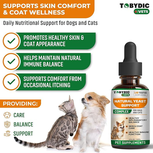 Natural Cats & Dog Yeast Infection Relief - Itchy Skin & Ear Treatment - Reduces Irritation & Relieves Itching and Allergy - Herbal Medicine Drops Supplement (2 Pack (60 ml + 60 ml))