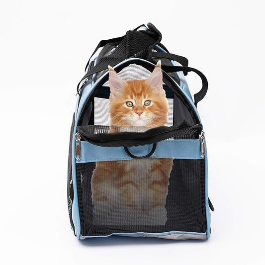 Pet Carrier Soft-Sided Carriers for Cat Carriers Dog Carrier for Small Medium Cats Dogs Puppies Pet Carrier Airline Approved up to 15 Lbs Cat Dog Pet Travel Carrier (Small, Blue)