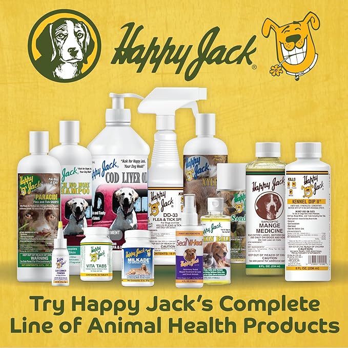 Happy Jack Kennel Dip Dog Flea and Tick Treatment & Prevention, Made in USA, Spray Yard & Home 30-Day Control, Kills Fleas, Ticks, Deer Ticks, Mange, Lice, for Puppies, Small to Large Dogs (4 oz)