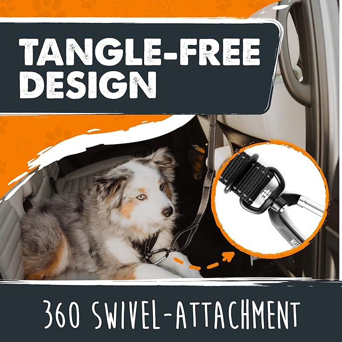 Mighty Paw Dog Seat Belt - Adjustable Length Fits Both Large and Small Dogs - Universal Design - Fits All Car Headrest - Reinforced Tactical Buckle - Strong and Easy to Use - Lightweight and Strong