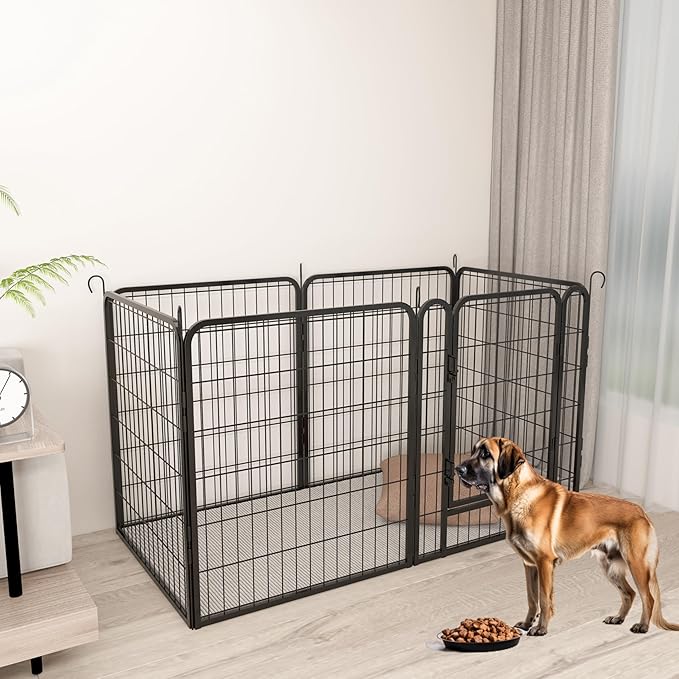 6 Panel Dog Playpen,Heavy Duty Metal Outdoor Indoor Dog Playpen for Puppies and Small Animals,Black