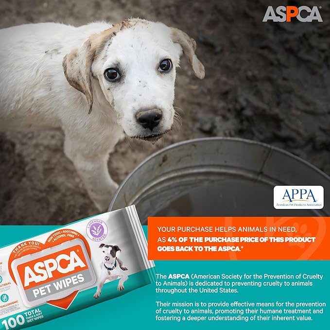 Grooming Wipes Hypoallergenic for Dogs & Cats of All Ages, Cleansing & Deodorizing - Lavender Scented - 100pk