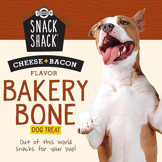 Cosmo's Snack Shack Cheese and Bacon Bakery Bone - All Natural Dog Treat - Made in USA (24 Count Pack of 1)