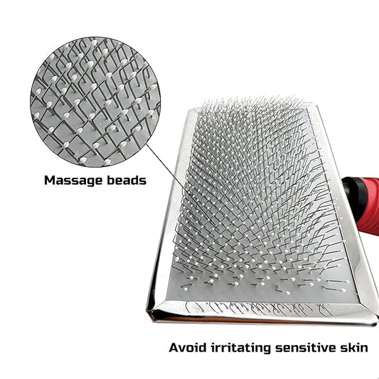 YIRU Gentle Slicker Brush with Massage Pins for Sensitive Skin - For Dogs, Cats, Labradoodles with Short to Long Hair, Removes Undercoat and Mats