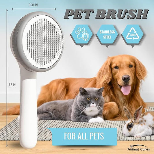 Self Cleaning Shedding Brush – Skin Friendly for Dogs Cats & Puppies, Grooming & Deshedding Tool Removes Loose Hair & Undercoat, Ideal for Short Medium & Long Haired Pets