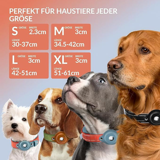 CollarDirect Airtag Dog Collar Reflective Nylon Neoprene Leather Holder for Apple Air Tag for Large, Medium, and Small Dogs (Pink, S, 12-14.5 Inch)