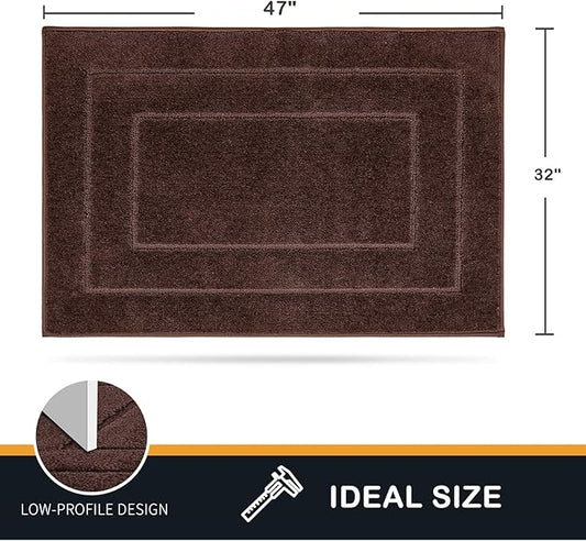 PURRUGS Dirt Trapper Door Mat 32" x 47.5", Non-Slip/Skid Machine Washable Entryway Rug, Dog Door Mat, Super Absorbent Welcome Mat for Muddy Wet Shoes and Paws, Brown