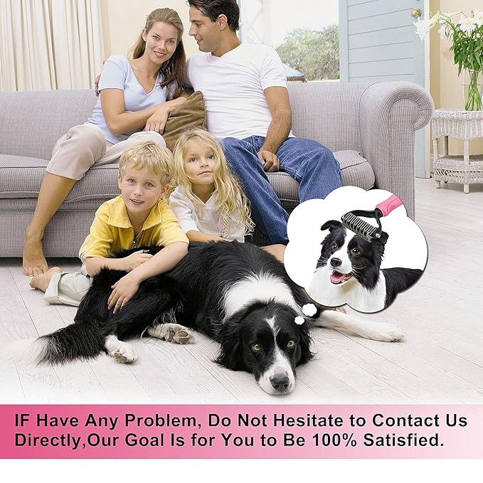 Undercoat Rake for Dogs, 2 Side Undercoat Brush for Deshedding and Dematting for Dog Cat Rabbit, Professional Pet Grooming HairTools, Removes Loose Undercoat and Nasty Shedding, Pink